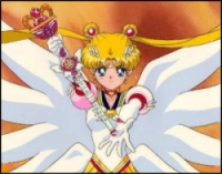 Eternal Sailormoon Attacks with 'Silver Moon Crystal Power Kiss'