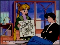 Usagi shows Mamoru the sketch